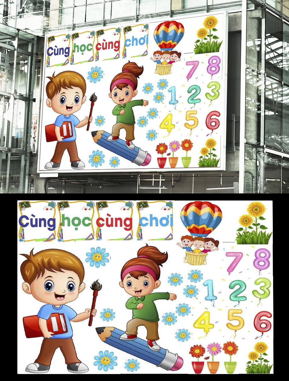 Mẫu file decal dán góc trang trí mầm non corel